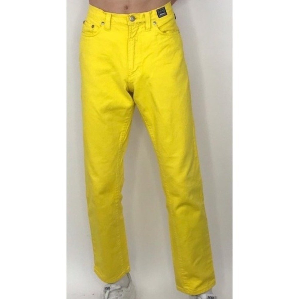 Versace Pantalone Jeans Giallo Straight‎ Leg Button Fly 34 New Without Tags